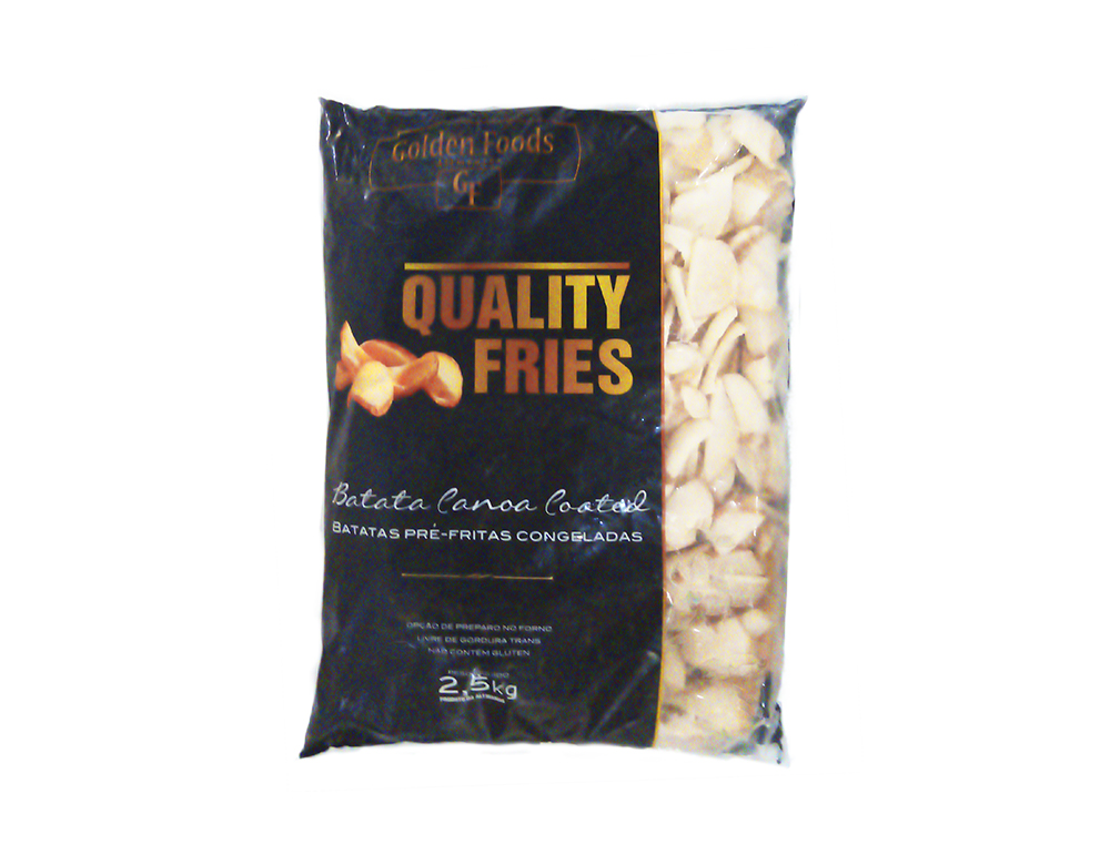 BATATA CONGELADA PRÉ FRITA COM CASCA RÚSTICA CANOA QUALITY FRIES 2,5 KG (CX 5 PCT) (***PRODUTO SEM CAIXA DE PAPELÃO***)